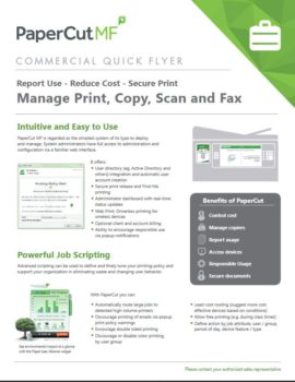 Commercial Flyer Cover, Papercut MF, Impressions Office Solutions, Aspen, Glenwood Springs, CO, Colorado, Dealer, Reseller, Agent